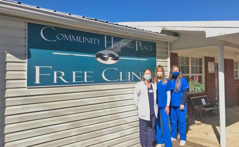 Pictured (from left) are UNG clinical instructor Lynda Kinder, senior nursing student Rachel Cown and senior nursing student Mary Brown.