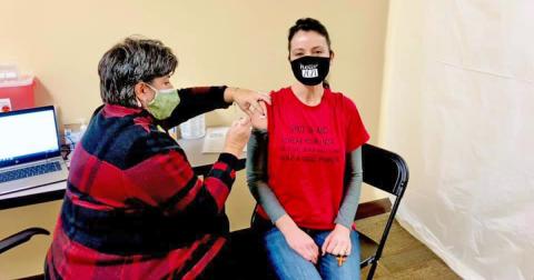 Nurse Kelly Hall was among the first local frontline medical workers to roll up her sleeve and receive the coronavirus vaccine last week.