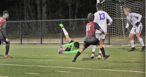 While Jackson County managed to score three goals on the night, Efrain Contreras turned away several more goal-scoring opportunities to give his team a chance.
