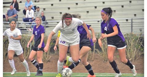 LCHS Reagan Spivey frustrated the North Forsyth defense all night, powering through the defense and driving the ball into the attacking third.