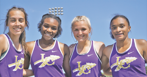 Mercades Houseman, Elizabeth Walker, Kaylee Caldwell and Aniya Persaud of the Lumpkin 4x100 relay team set a school-record 50.84 second finish at Sectionals. The performance also put the 4x100 team in the State Finals for the first time in nearly three decades.