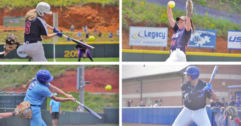 Pictured (clockwise from top left): Margaret Simmons earned a second-team All-American honor.  Kylee Smith was recognized as an All-American in all four of her seasons.  Baseball player Nik Levensteins received two different All-American honors for his performance this past season.  Shelby Hammontree claimed an All-American honorable mention this season.