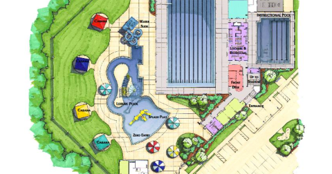 Design plans for the upcoming Cottrell Aquatic Center