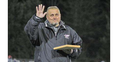LCHS Athletic Director and longtime coach Nicky Jenkins accepts his recognition as 2019-20 AAA AD of the Year during a football game last fall.