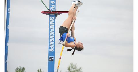 Journey Gurley glides through the air and over the pole, vaulting her way to become UNG’s second national champion across all sports and first in Track and Field. Gurley cleared 4.25 meters to claim the championship.
