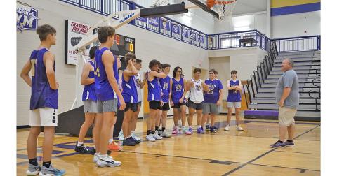 LCHS Boys Basketball Head Coach Michael Parker instructs his team during a recent summer practice. After putting in tons of hard work so far this summer, Parker is excited to keep improving as the offseason continues.