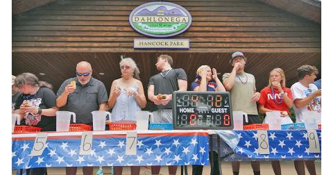 A range of emotions were felt by contestants of Dahlonega’s Hot Dog Eating Contest.