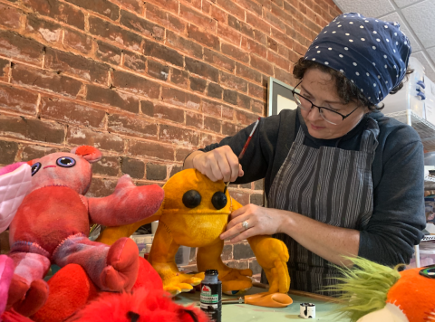 Megan Noble and her crafted critters have invaded the square