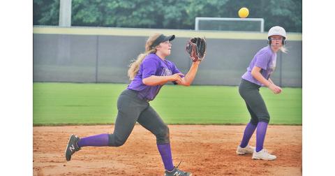Lumpkin senior Amma Johnson makes a play during a recent practice. The shortstop took an unfortunate bounce to the face that caused her to have to leave the game during Monday’s win, however Johnson returned and played most of the game despite a gash to the mouth.