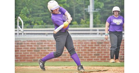 Senior Amma Johnson squares around on a base hit during a recent practice as the LCHS Softball team prepares for its season. Johnson will need to be a key contributor on offense as the team aims to “score in every inning” this season.