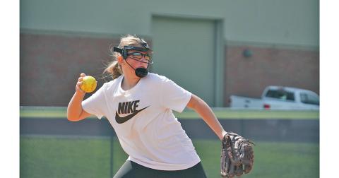 Riley Dyer fields a ball ready to fire to first base during a LCMS Softball team summer workout with the LCHS Softball Coaching staff. LCHS Softball head coach Joseph Jones and his staff have been investing time in the younger middle school team in hopes of helping them further develop for better success at both the middle school level now and the high school level in years to come.