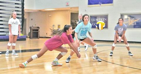 Senior star Kiersta Trammell lays out for a ball during a recent practice. Trammell and her fellow seniors will play a huge role in the outcome of the a’ season in 2021 as they look to keep building off of their record-breaking 2020 campaign.