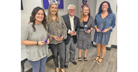 Brittani Abercrombie of Blackburn Elementary School, Leah Hulsey of Long Branch Elementary School, Jeff Bearinger of Lumpkin County High School, Amy Garrett of Lumpkin County Elementary School and Jammie Caine of Lumpkin County Middle School were all voted by their peers as the 2021 Teachers of the Year for their respective schools.
