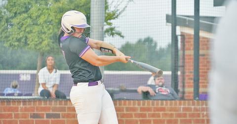 Natalie Shubert sends a first-inning pitch over the fence in left field to give the Indians an early lead over region foes Cherokee Bluff on Thursday.
