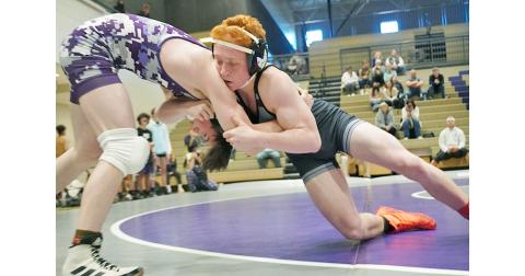 Austin Marshall (right) and the rest of the Lumpkin County High School wrestling squad are readying themselves for Traditional Area.