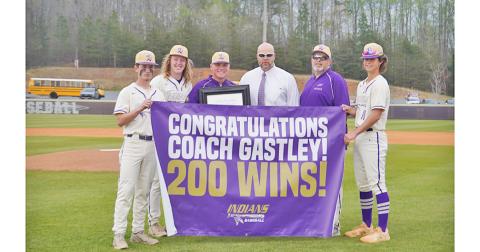 LCHS Baseball head coach Jonathan Gastley earned his 200th win on Monday, April 11 at Gilmer County when the Indians won 6-2.
