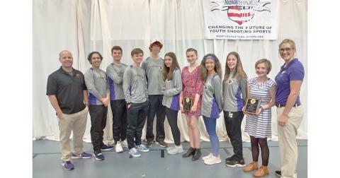 The Lumpkin County High School Rifle team celebrates its fifth place team finish and two Top Five individual shooters after a successful day to end a successful season.