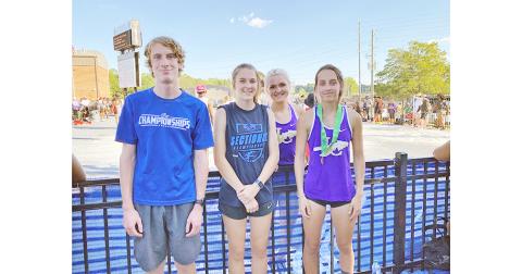 Lumpkin’s state qualifying athletes (from left) Ben Sherrill, Reilly Myers, Kaylee Caldwell and Mercades Housman represented the Indians well at state last week with four Top-10 finishes in five events.