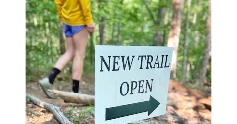 Officials from the Lumpkin County Development Authority, Lumpkin County government, and Yahoola Outdoors celebrated the grand opening of a newly opened portion of the reservoir trail. (Photo submitted)