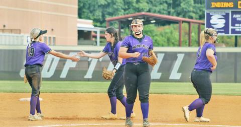A flame-throwing Natalie Shubert notched 14 strikeouts against the Gilmer County competition last Tuesday. (Photo by Sam Lynden/The Nugget)