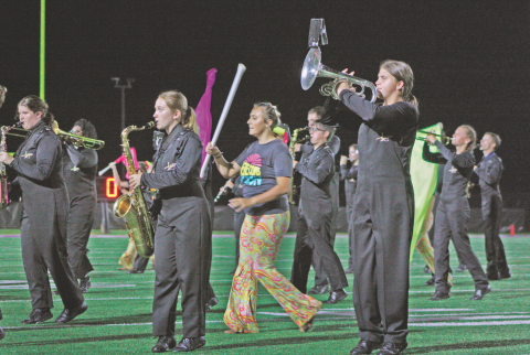 The Band of Gold performed its halftime show, which features the music of The Beatles, during the recent Lumpkin County home football game.