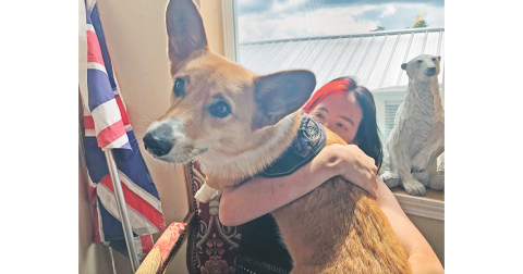 Waffle the Corgi, pictured alongside his owner Katz Bagley, is one of the beloved local canines featured in this week’s Dog Days of Dahlonega special section.
