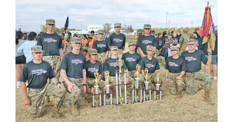 Lumpkin County High School Raiders team members include (front row, from left) Cameron Rairigh, Greg Hornbeck, Karen Quiroz, Noah Stover, Gideon O’Bryant, Ru Helvie, Ashlyn Jewell, and Titus Hess.  (Back row, from left) Jake McKaskle, Selah Miller, Brianna Mikeals, and Chase Cootware.
