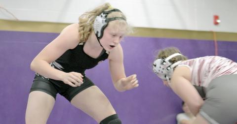 Lumpkin County's Greta Garbuzovas earned a pin at the Flowery Branch JV Duals recently.
