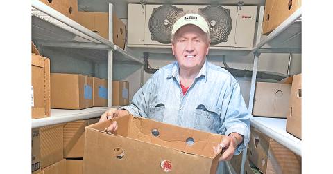 Volunteer Ben English helps organize donations at the local food pantry (Photo by Melanie Segalla)