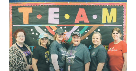 The Blackburn Elementary cafeteria team includes (from left) Jenna Callahan, Dana Brooks, Amy Satterfield, Andi Foster, Tammy Chambers and Tammy McCreary.