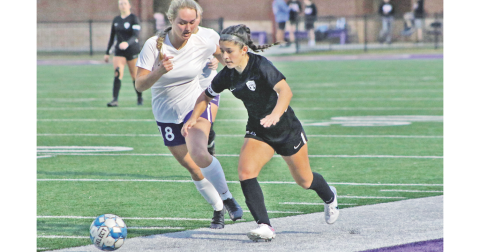 Lumpkin’s Nicole Limehouse goes on an offensive run during the team’s home game last week. She had goals in both games to help the Lady Indians earn a pair of victories.