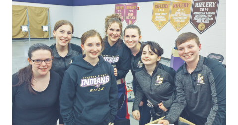 Lumpkin County High School Rifle Team members pictured (from left) are Elliza Phillips, Laura Hoch, Liv Lusky, Brynn Foster, Maddy Moyer, Ravan Moore and J.T. Wright.