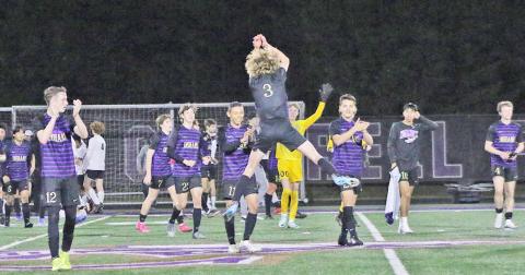 The LCHS boys soccer team celebrates their 8-0 win against Pickens County last week.