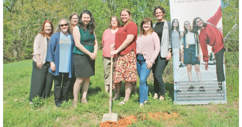 The April 15 ground-breaking ceremony at Northern Star’s new Independent Living campus in Dahlonega included (from left) Mary Enriquez, Kimberly DeBlock Mihok, Vickie Jarrett, Codah Guerra, Amy Jeffery, Executive Director Mandy Williams, Deidre Tinsley, and Board Chair Michelle Stevens.