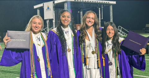 Lumpkin athletes (from left) Lexi Pierce, Kate Jackson, Mary Mullinax, and Nicole Limehouse all earned college scholarships.