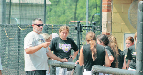 LCHS softball Head Coach Joseph Jones talks with his team following a very productive practice last week.