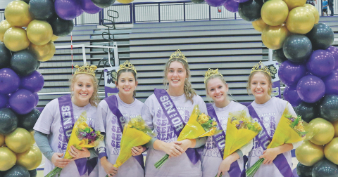 Lumpkin County recognized their varsity volleyball seniors (from left) Ava Jones, Andrea Limehouse, Mary Richardson, McKenzie Jarrard and Analyse Melville.
