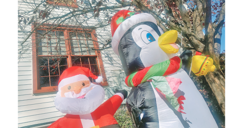 Dahlonega ordinances dictate that inflatables are not allowed within the city limits. That includes Santa and a holiday penguin outside of Shenanigans Irish Pub.