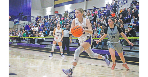 Lumpkin County's Alayna Lindley powers her way in for a layup.