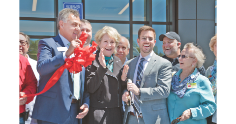 A jubilant crowd celebrated the opening of the new Northeast Georgia Medical Center Lumpkin location on Saturday. Pictured (from left) State Senator Steve Gooch, President & CEO of Northeast Georgia Health System Carol Burrell, NGHS Vice President of Regional Hospitals Kevin Matson, and Northeast Georgia Physicians Group board member Jane Taylor were among the many representatives who gathered to mark the beginning of the new era in local healthcare. (Photo by John Bynum / The Nugget)