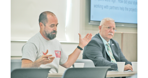 Incumbent Dr. Bobby Mayfield (pictured, right) is facing two challengers for the Lumpkin County Board of Commissioners District 2 seat.  Challenger Jeramy Nye showed up at the debate.  The other challenger, Matthew Cootware, was not in attendance.