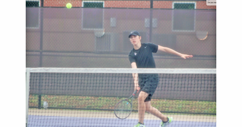 Lumpkin County’s Xander Gaddis returns a ball during the team’s Final Four matchup.