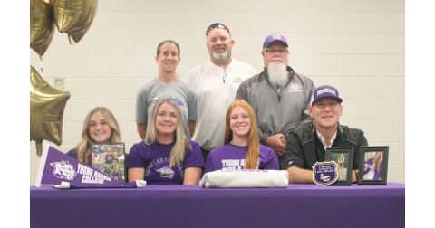 Harper Hubbard made her commitment to Young Harris College surrounded by her family and coaches. 