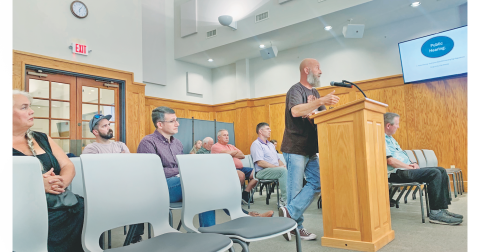 Local business owner Todd Garrick shares his thoughts on the proposed sign ordinance during last week's Public Hearing at City Hall.
