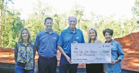 Pictured at the site of the future NOA shelter are (from left) Shelter Campaign Chair Tracy Unger, County Commissioner Tucker Greene, President Emeritus Chip Vaughan, NOA Executive Director Cara Ledford and NOA Board Chair Joanie Cullity.