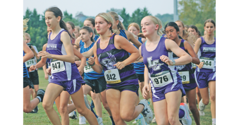 Lumpkin County runner Kiersten Powell fights for a good position during last week’s race in Blue Ridge.