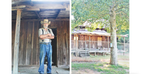 Herman McDonald stands on the front porch of the home that he used to reside in.  The future location of the historic house is the subject of discussion by the County, Parks & Rec and the Historical Society.