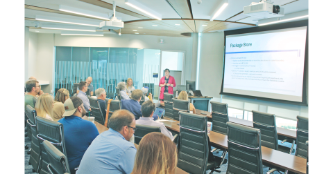 City Manager Allison Martin addresses participants during a Dahlonega City Council “mini retreat” at UNG’s Mike Cottrell School of Business.  The purpose of the retreat was to discuss several aspects of Dahlonega’s alcohol laws.