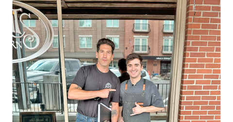 Spirits Tavern cook Adam McAfee gets an enthusiastic endorsement from Jon Bernthal after the actor made a surprise lunch stop at the popular local restaurant last week.