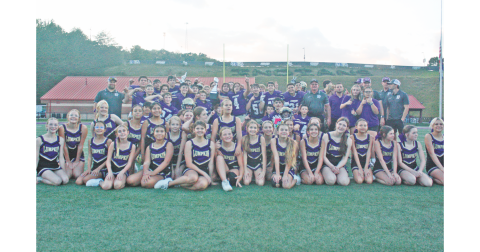 The Lumpkin County Middle School football team and cheer squad celebrate their big win over Fannin County in the finals.